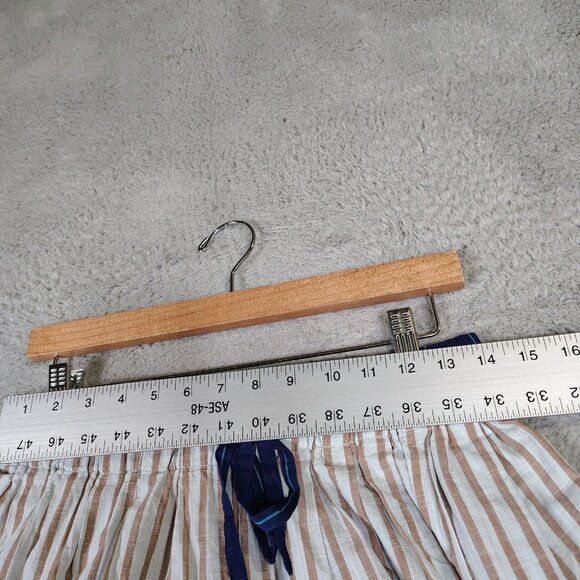 By Anthropologie Pants Women Small Gray Brown Striped Drawstring Waist Wide Leg - Picture 9 of 13